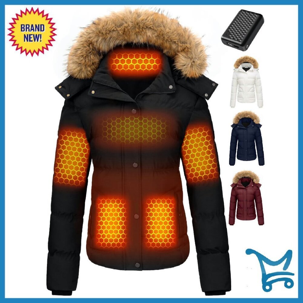 Heated Jacket Women's Fast Charge 18400mAh Battery Water Repellent Winter